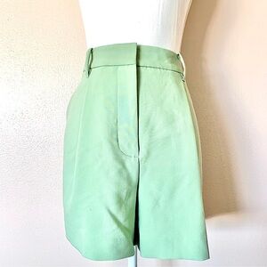 Nine West Light Green High Waist Pleated Women's Shorts